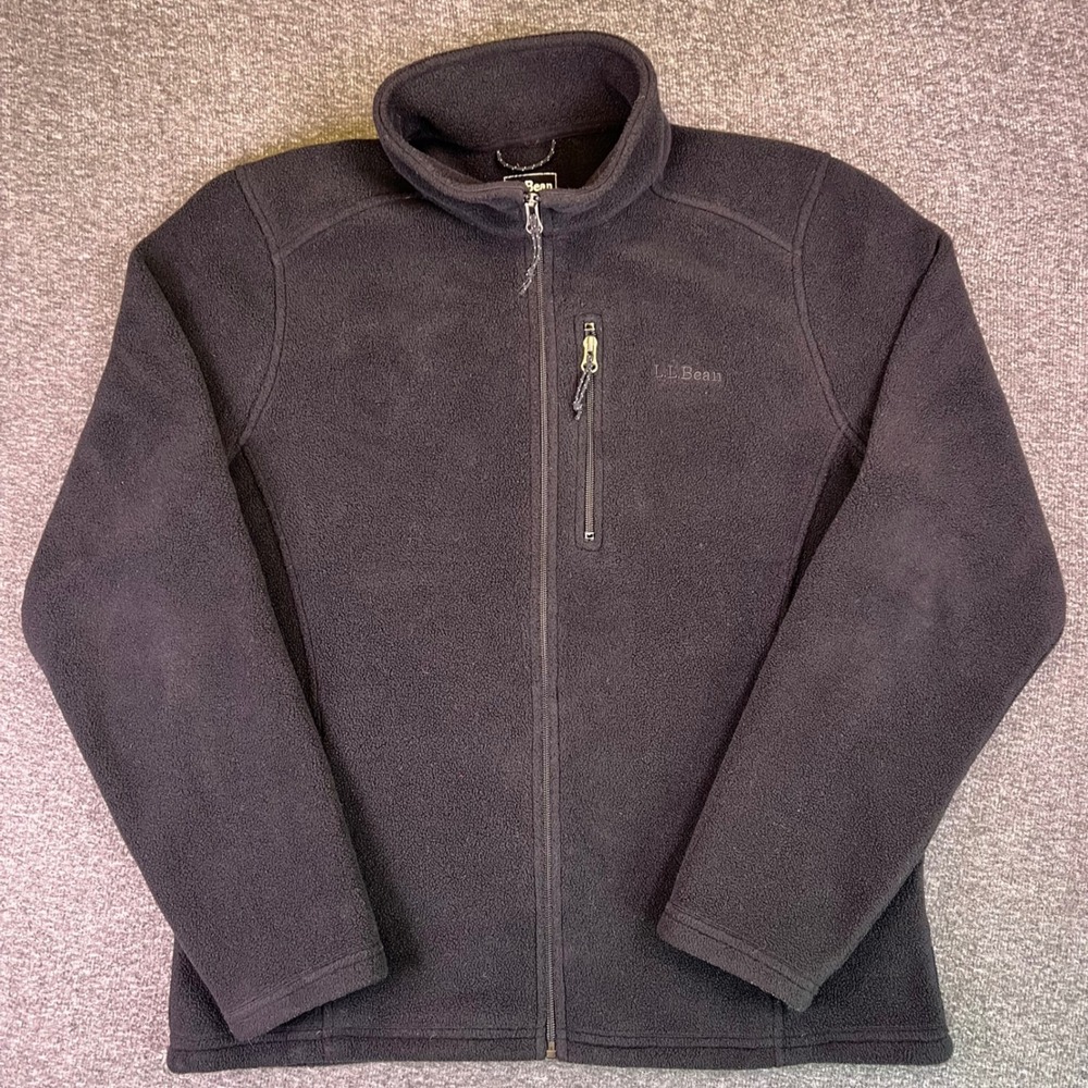 LL Bean Fleece Jacket Womens LBlack Regular Polartec Full Zip Mock Neck Outdoors